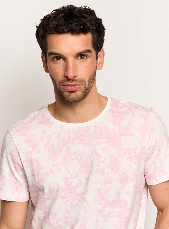 POLERA MANGA CORTA ALGODÓN HOMBRE KENNETH STEVENS CUELLO REDONDO PRINT TROPICAL - 3