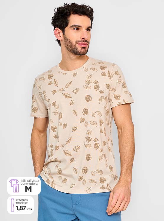 Camiseta Manga Corta Koton Hombre - Cuello Redondo Verde - Talla S - Estampado Bordado Perro