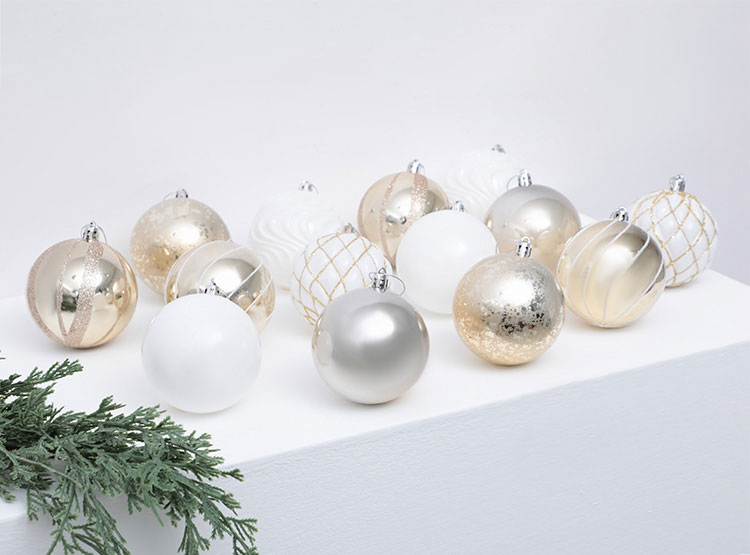 ADORNO NAVIDEÑO RIPLEY HOME SET X14 ORO/BLANCO