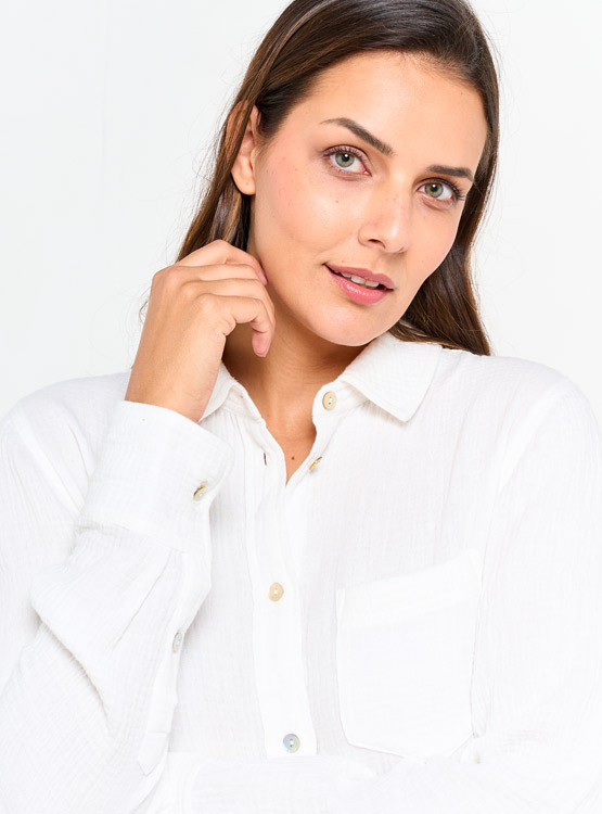 Blusa Mujer Manga Larga Con Botones - Algodón Y Poliéster, Formal O Casual, Corte Entallado, Fácil De Planchar