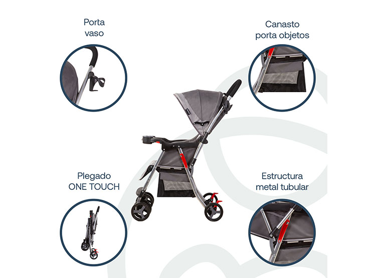 COCHE PASEO BEBE CUNA TWISTER SX GRIS BEBESIT - 5