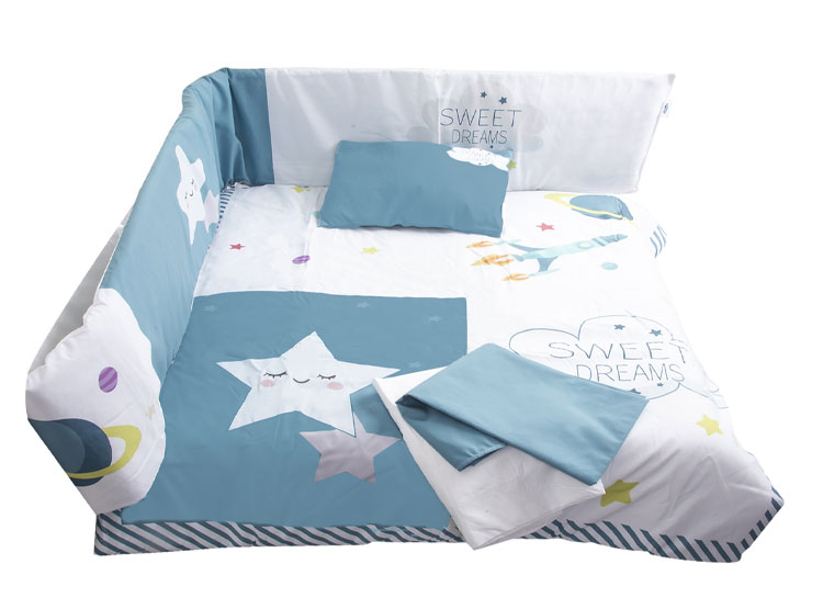 SET CUNA BEBESIT 5 PIEZAS ESPACIAL ALGODÓN AGUA ESTAMPADO - 5