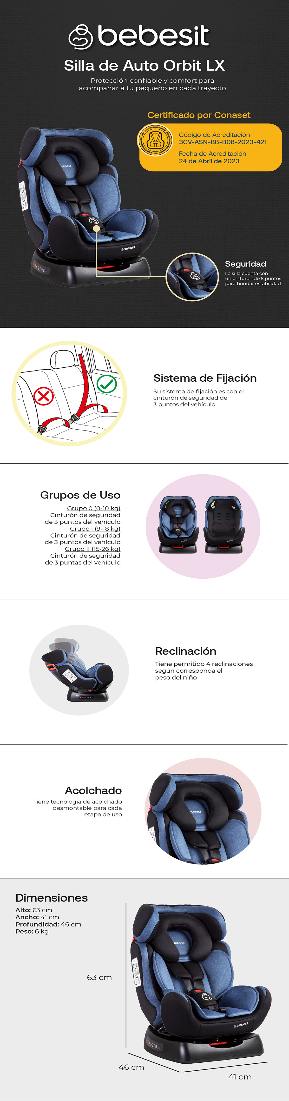 SILLA AUTO BEBESIT ORBIT LX1029 AZUL