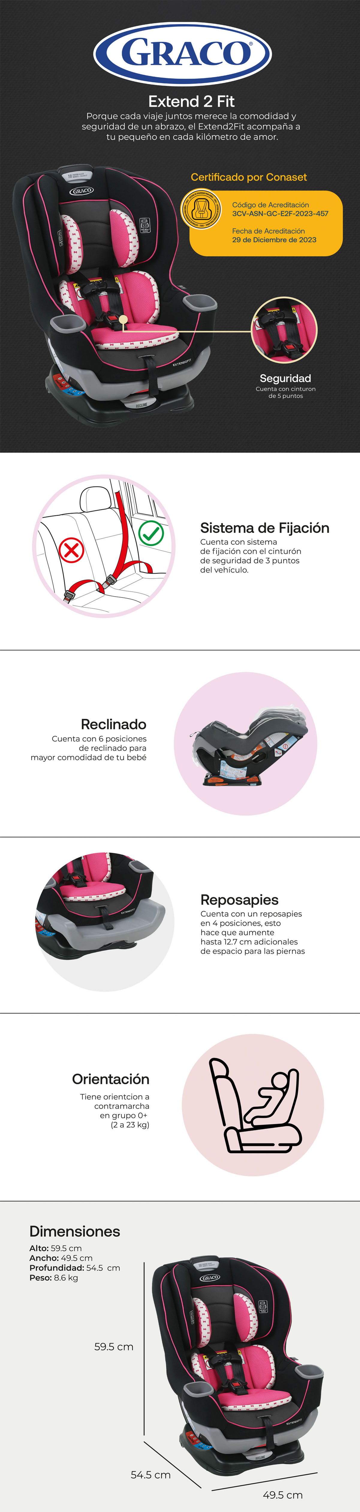 SILLA DE AUTO CONVERTIBLE GRACO EXEND2FIT KENZIE