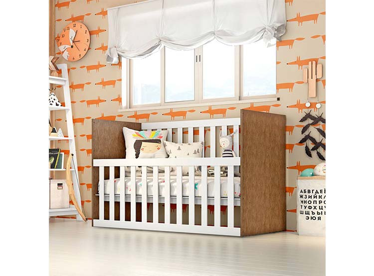 CUNA KIDSCOOL GABI BARANDA AJUSTABLE BLANCO/CAFÉ - 6