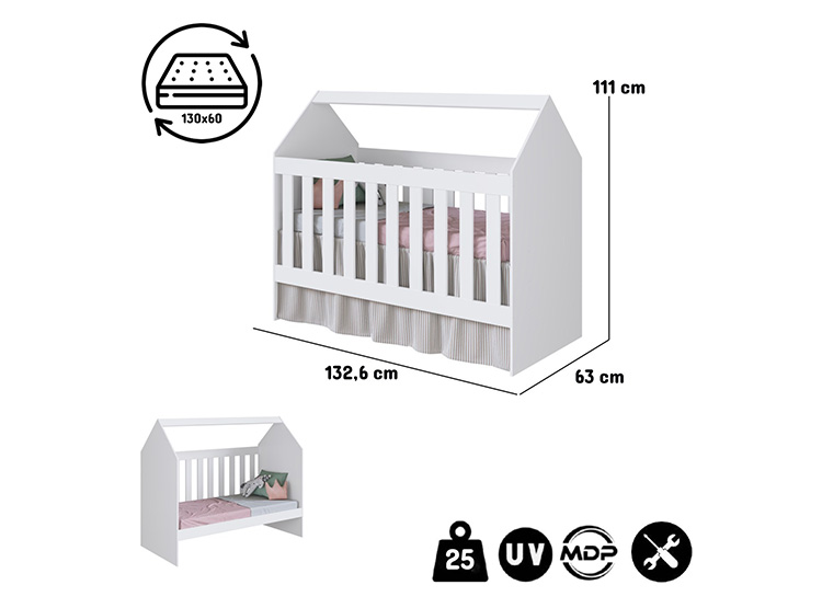 CUNA KIDSCOOL CASITA 60 MONTESSORI BE042BR BLANCO - 4