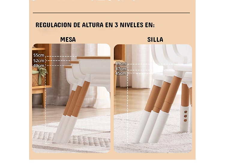 MESA CON SILLA SCHOOL BLANCA CARAMELO - 2