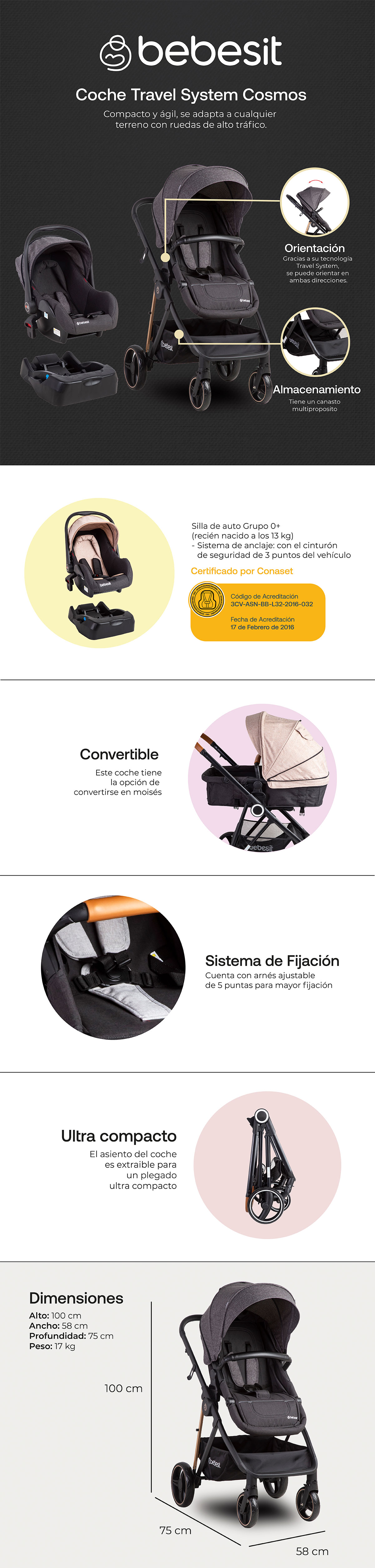 COCHE TRAVEL SYSTEM COSMOS NEGRO
