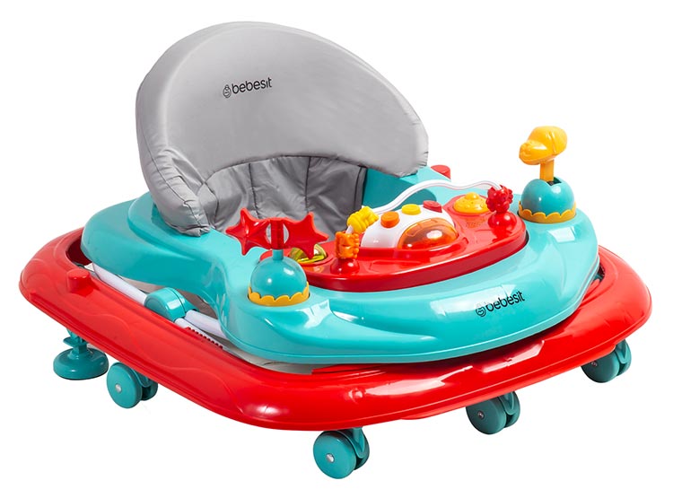 ANDADOR MUSICAL AIRBUS ROJO CELESTE BEBESIT - 4