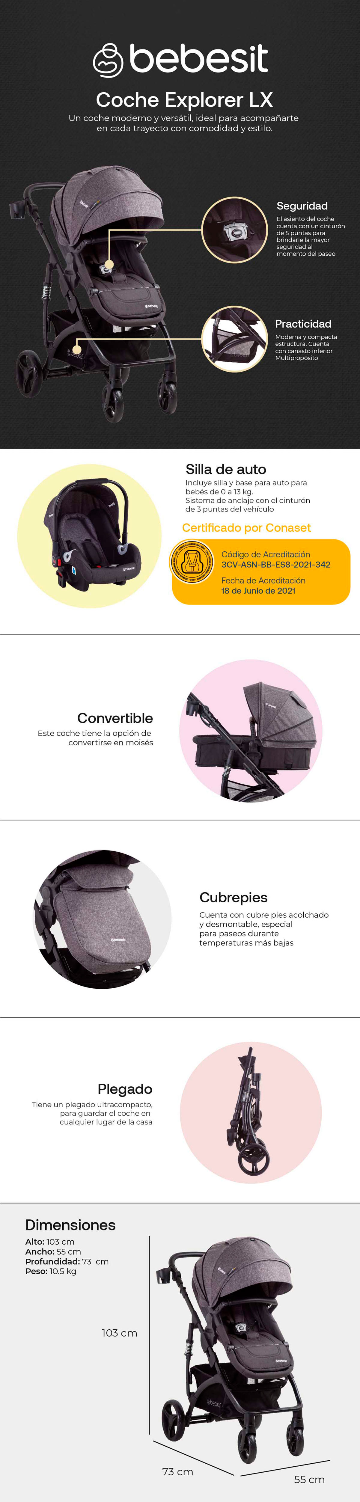 COCHE TRAVEL SYSTEM EXPLORER LX NEGRO
