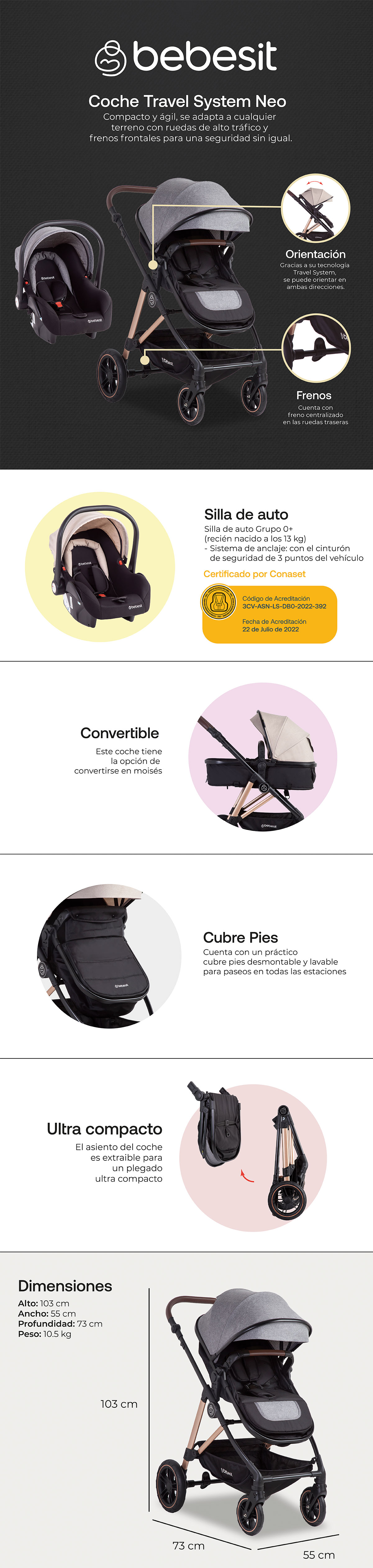COCHE TRAVEL SYSTEM NEO GRIS