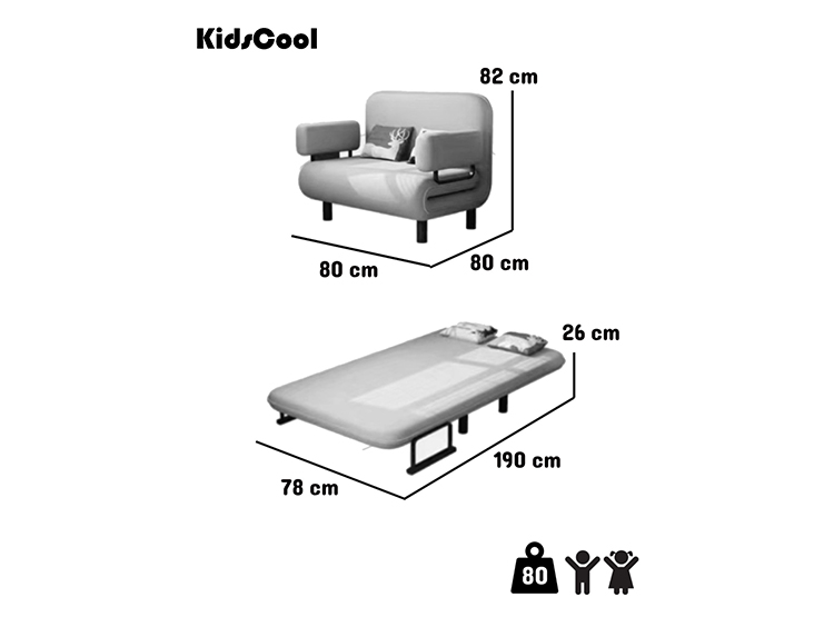 SOFÁ MINI CAMA INFANTIL GRIS - 7