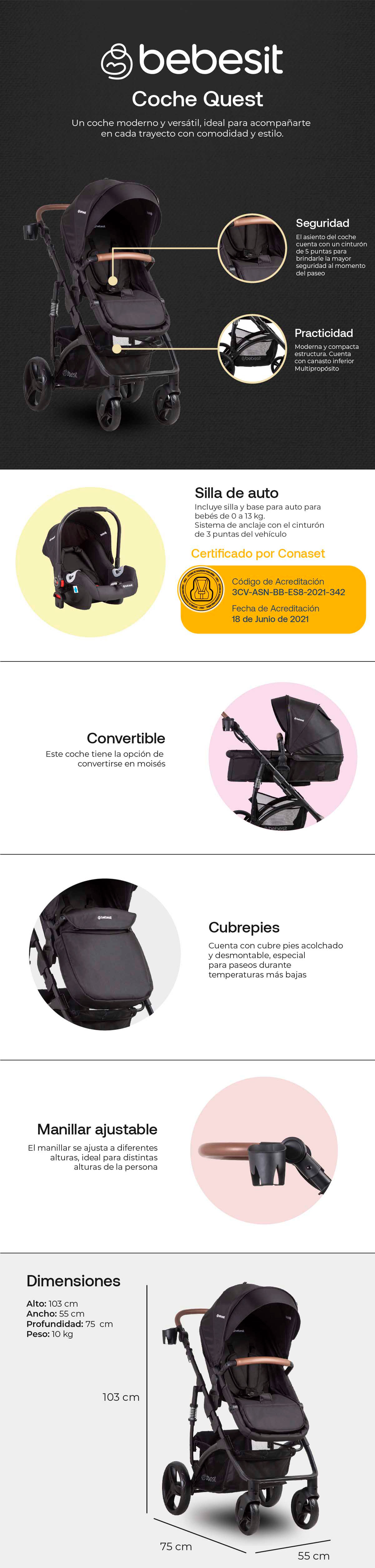 COCHE TRAVEL QUES R750 NEGRO