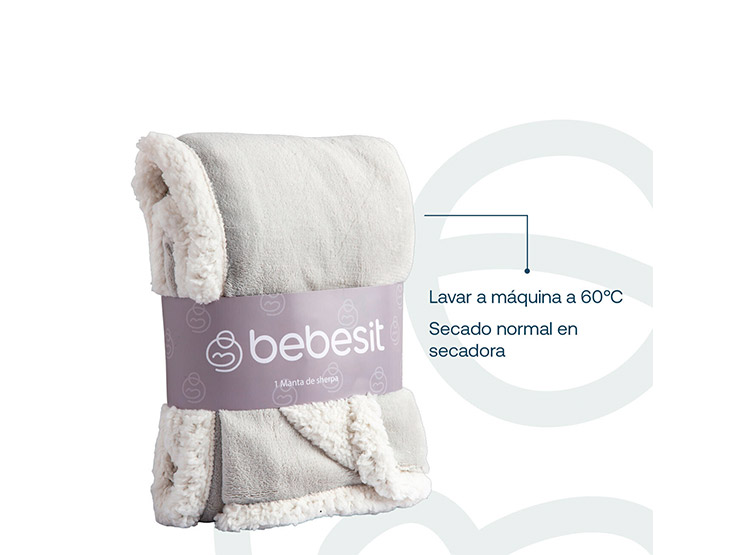 MANTA SHERPA DE POLAR GRIS BEBESIT - 6