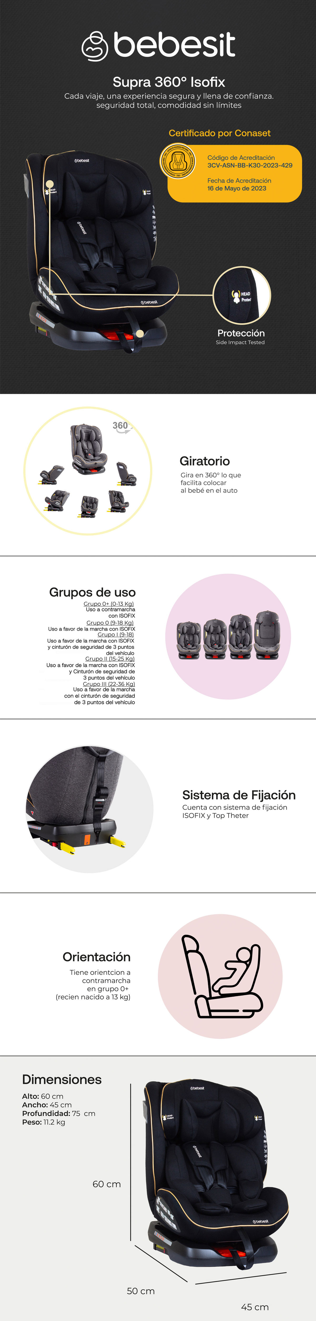 SILLA AUTO SUPRA 7618 NEGRO