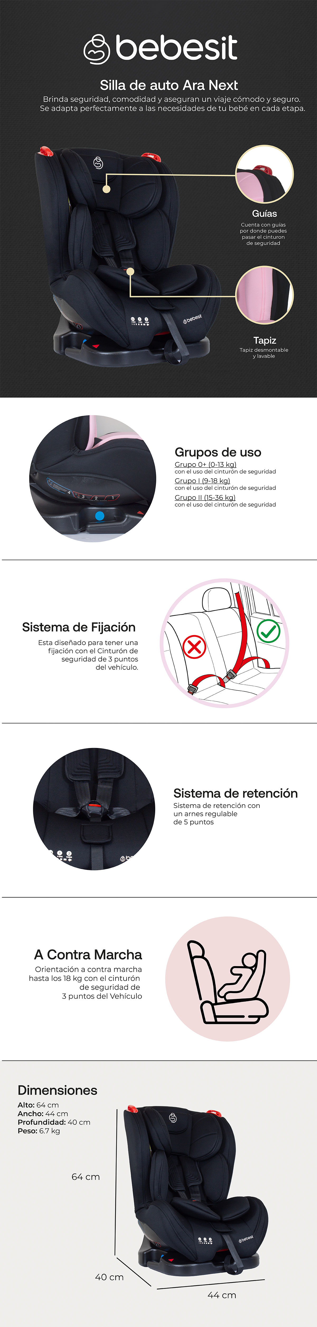 SILLA AUTO ARA NEXT NEGRO