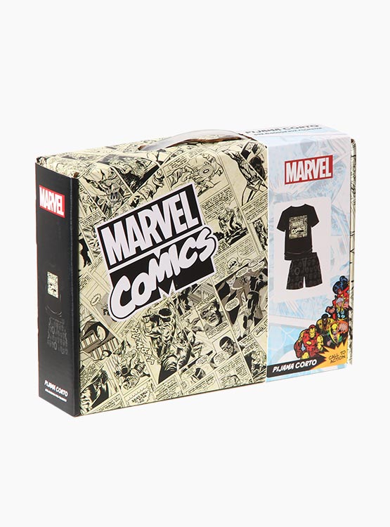 Pyjama Marvel Garçon - 100% Coton - Haut Manches Courtes + Short - Taille Courte - License Officielle