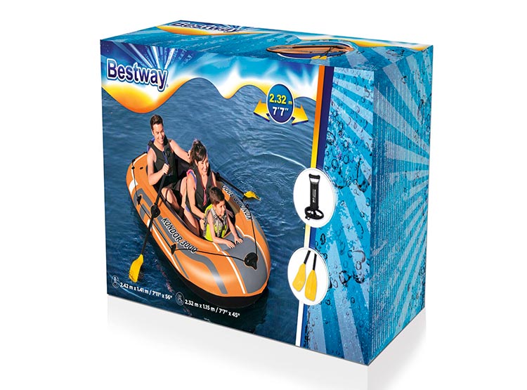 BOTES BESTWAY INFLABLE CON REMOS E INFLADOR KONDOR 3000 2.32 X 1.15 MTS ...