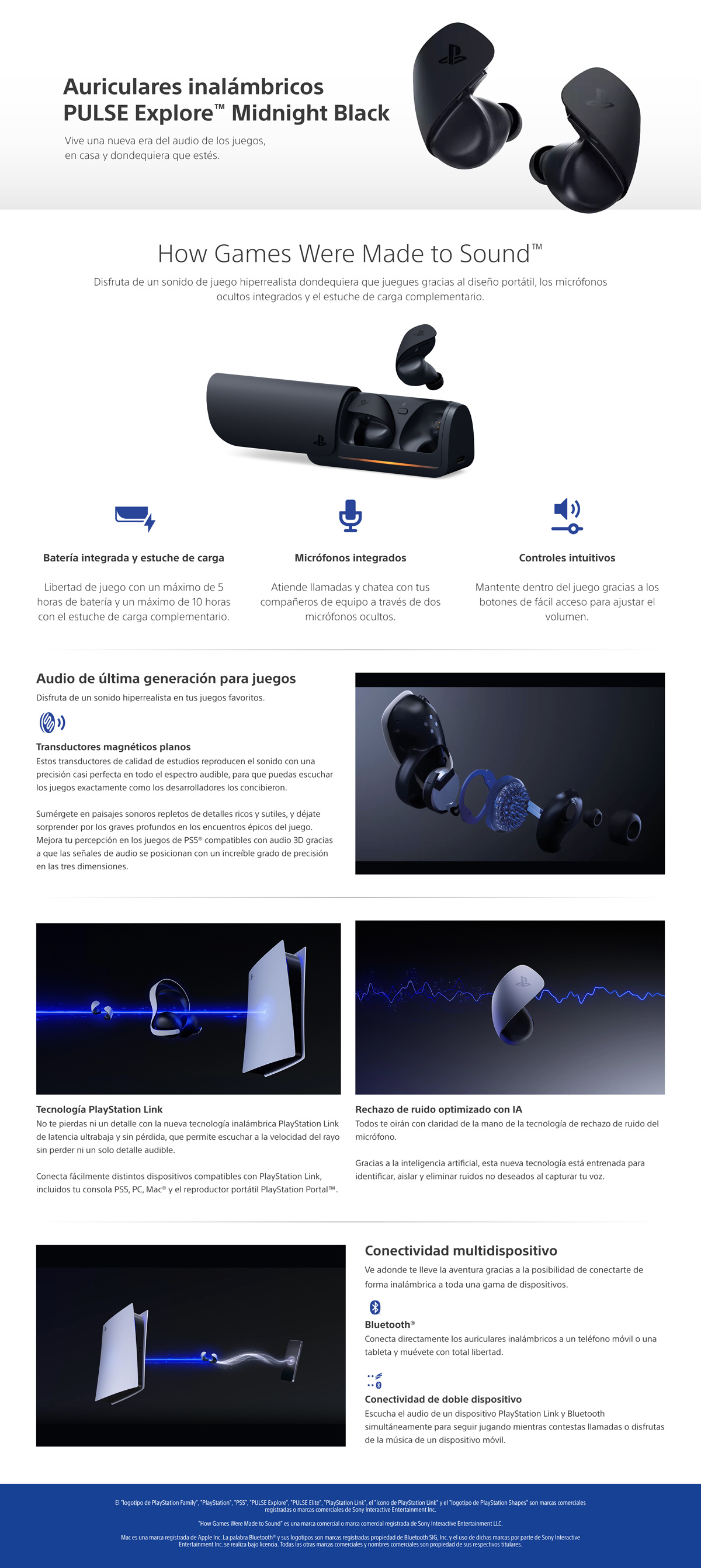 AUDÍFONOS SONY IN EAR PULSE EXPLORE PS5 MIDNIGHT BLACK BLUETOOTH