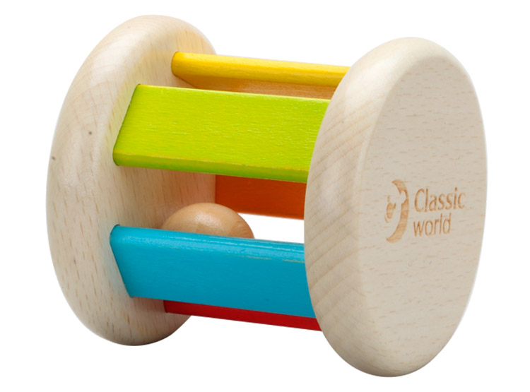 SONAJERO KIDSCOOL ROLLER RATTLE MADERA CAFE CLARO - 1