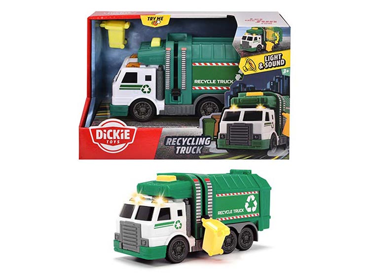 Dickie Action Series Camion Ecologia Con Bidone - 23 Cm, Motorizzato, Luci E Suoni, Giocattolo Per Bambini - 3