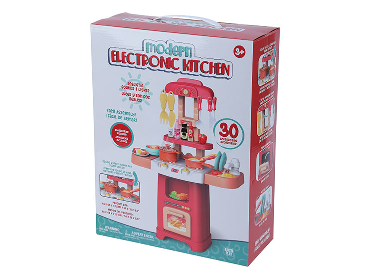 Set De Cocina Con Microondas Electrónico Para Niños – Luces, Sonidos, Comida De Juguete Y Accesorios – Regalo Educativo