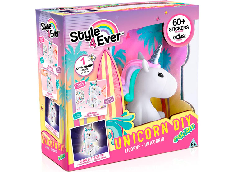 Mini Figura Luminosa DIY De Canal Toys – Decora Con Pegatinas Y Diamantes, Luz LED Multicolor – Modelos Surtidos De Unicornio, Dinosaurio, Gato Y Panda