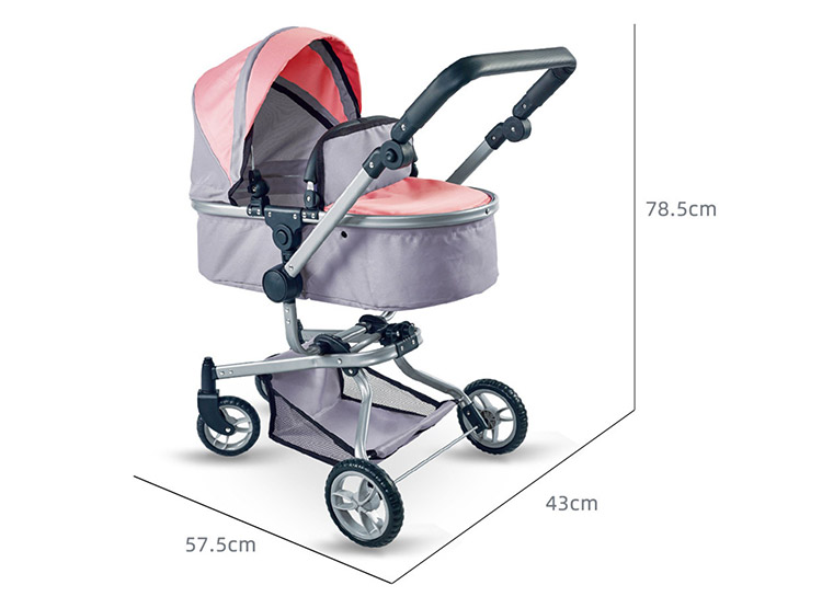 COCHE CUNA PARA MUÑECAS ROSADO 2X1 - 4
