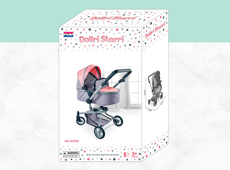 COCHE CUNA PARA MUÑECAS ROSADO 2X1 - 8