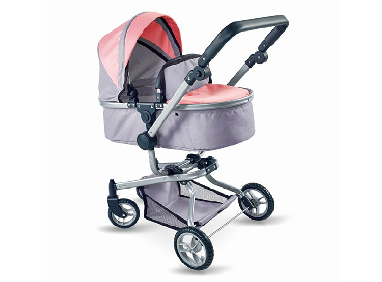 COCHE CUNA PARA MUÑECAS ROSADO 2X1 - 1