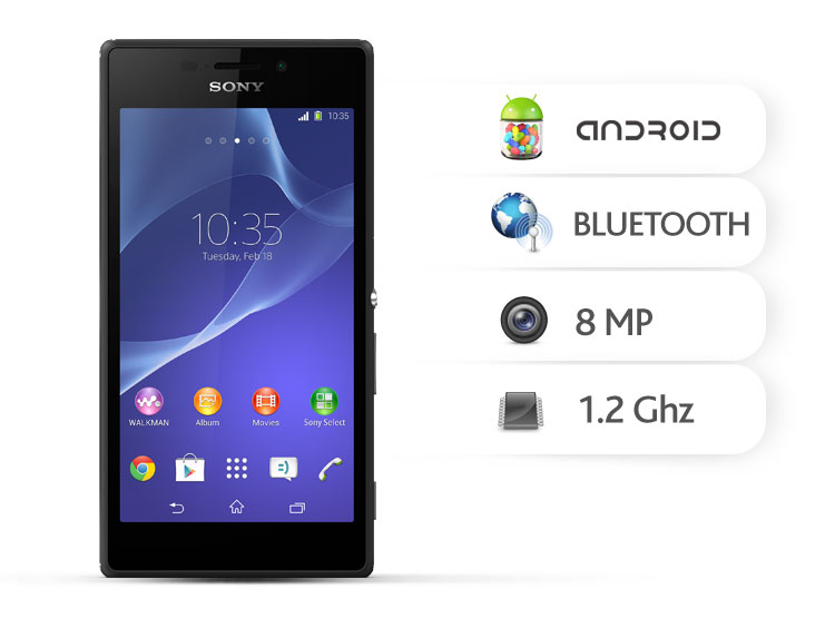 Smartphone Sony Xperia M2 Occasion - Noir, 8 Go De Stockage, Bon état Fonctionnel