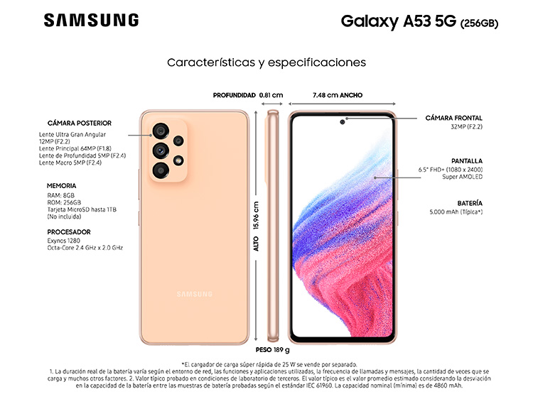 CELULAR SAMSUNG GALAXY A53 256 GB 8 GB RAM 6.5