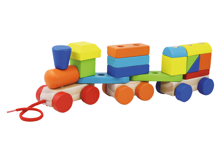 Tren De Arrastre De Madera Con Bloques Apilables – Juguete Educativo Para Motricidad Fina, Regalo Para Niños