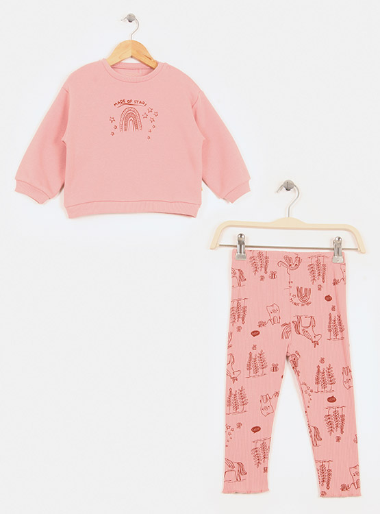 CONJUNTO POLERON Y CALZA RIB ESTAMPADA BABY HARVEST - 1