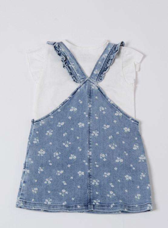JARDINERA DENIM ESTAMPADA Y POLERA MANGA CORTA BABY HARVEST - 2