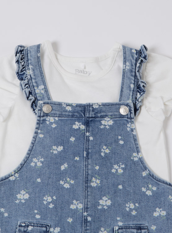 JARDINERA DENIM ESTAMPADA Y POLERA MANGA CORTA BABY HARVEST - 3