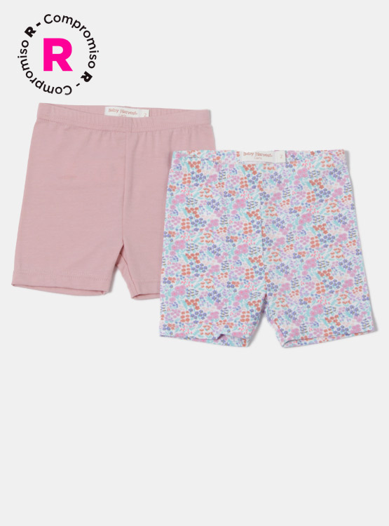 PACK X2 CALZAS CORTAS LISA Y ESTAMPADO - 1