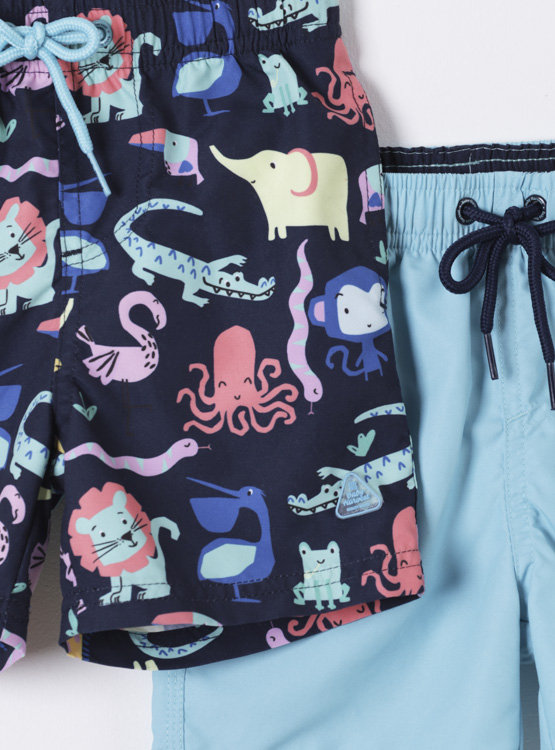PACK TRAJE DE BAÑO ESTAMPADO Y OTRO SÓLIDO BABY HARVEST - 3