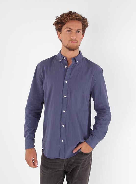 IZOD Camisa De Manga Larga Con Botones Para Hombre, Azul Mazarine, X-Large