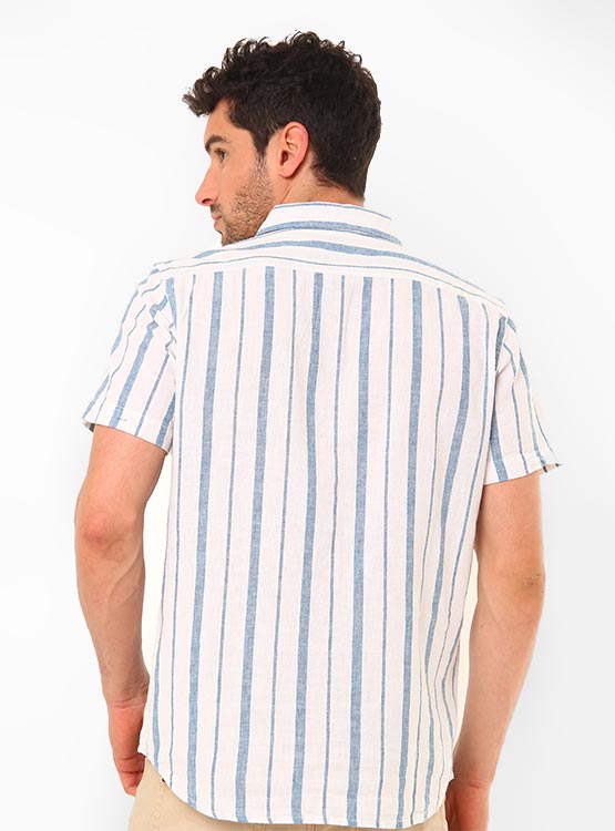 Ripley - CAMISA MANGA CORTA LINEAS LINO MARQUIS