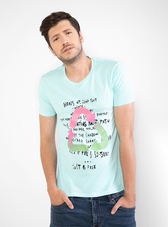 Ripley - POLERA INDEX MINI PRINT CALCE REGULAR CUELLO REDONDO MANGA CORTA