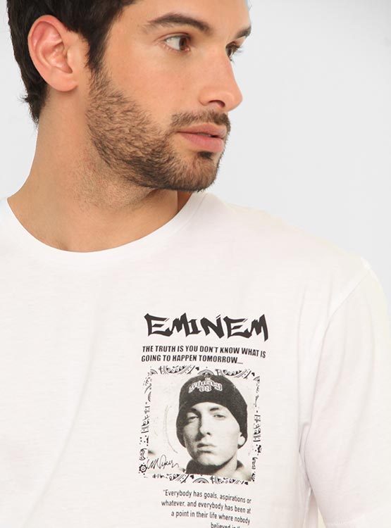 Maglietta Donna Eminem Poster, Manica Corta, Bianca, Taglie Piccole - Foto 3