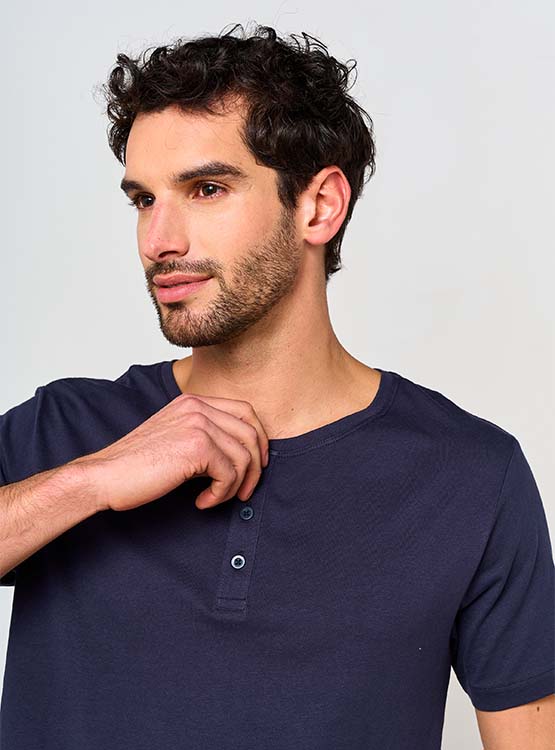 POLERA MANGA CORTA ALGODÓN HOMBRE INDEX BÁSICA HENLEY - 3