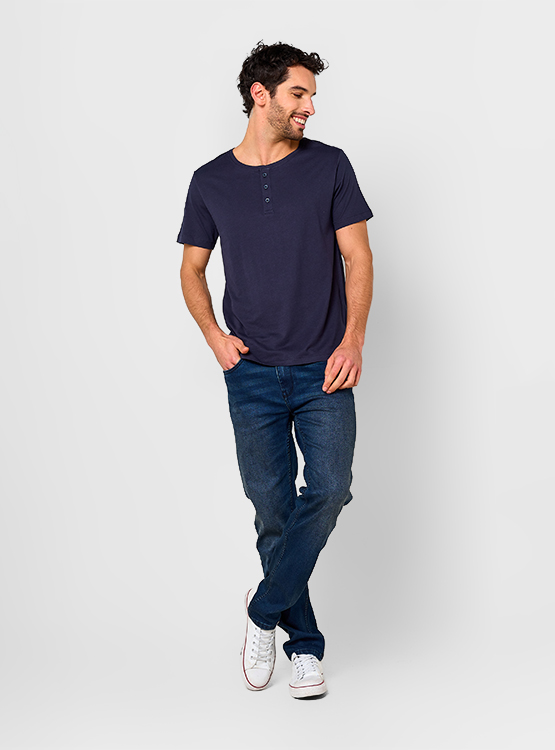 POLERA MANGA CORTA ALGODÓN HOMBRE INDEX BÁSICA HENLEY - 4