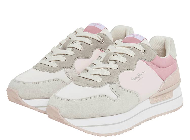 Scarpe Da Ginnastica Donna Pepe Jeans - Rosa London Colors - Suola EVA Bicolore