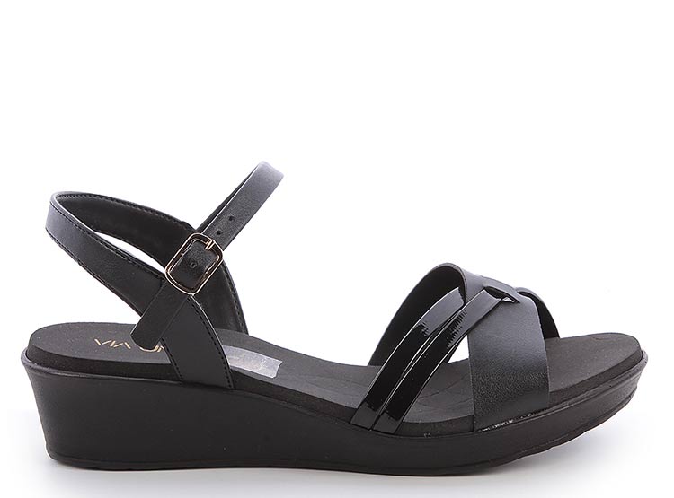 SANDALIAS MUJER VIA UNO NEGRO 22542618 - 1