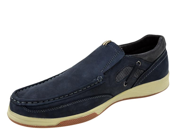 MOCASINES CUERO HOMBRE JARMAN AZUL MARINO - 2