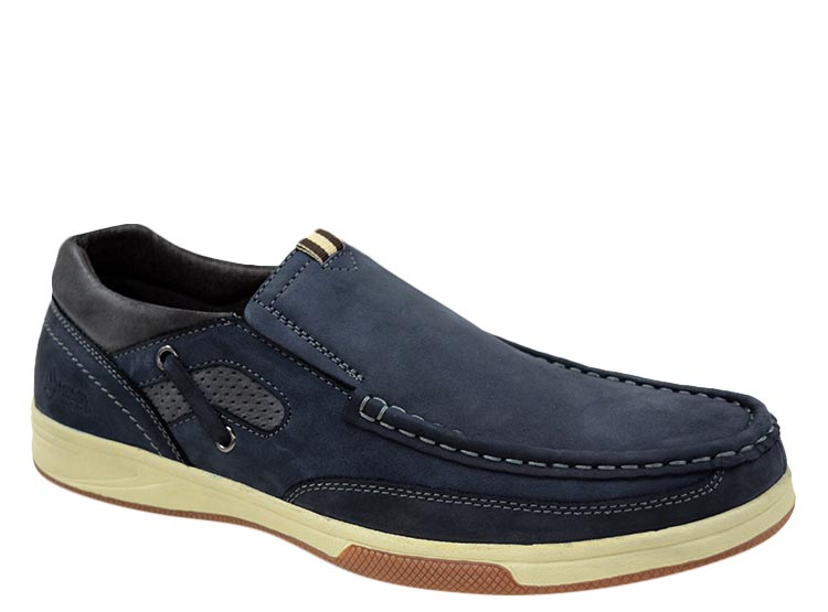 MOCASINES CUERO HOMBRE JARMAN AZUL MARINO - 1