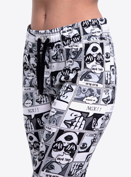 Pantalon Jogging Imprimé Pop Art Blush - Taille 1X Plus - Coupe Confortable élastiquée