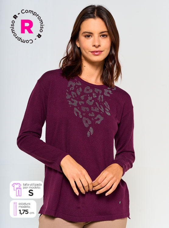 SWEATER MUJER CACHAREL CON APLICACIÓN - 1